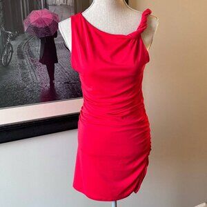 NWT! ZARA Asymmetrical Stretchy Little Red Dress - Size Large